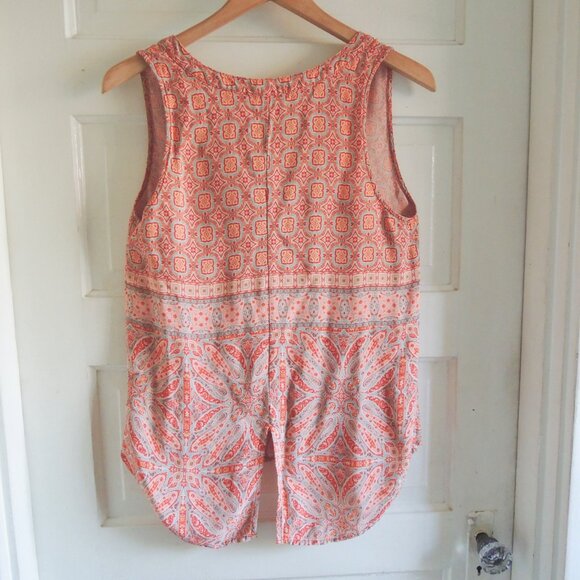 Nordstrom Sanctuary Coral Print Sleeveless Top M - Picture 7 of 10